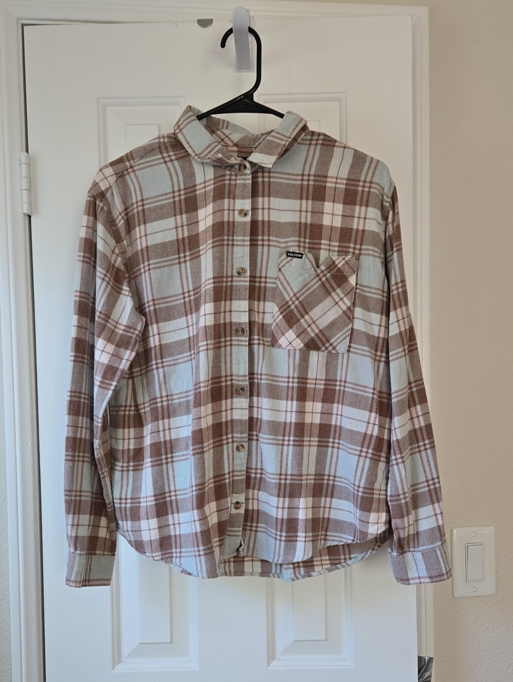 Volcom Brown & Cream Plaid Button-Down Shirt
